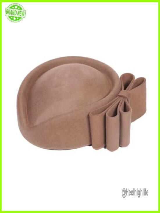 Wool Beret Hat with Bow Adjustable Fit for Women Wedding Tea Party main image 5